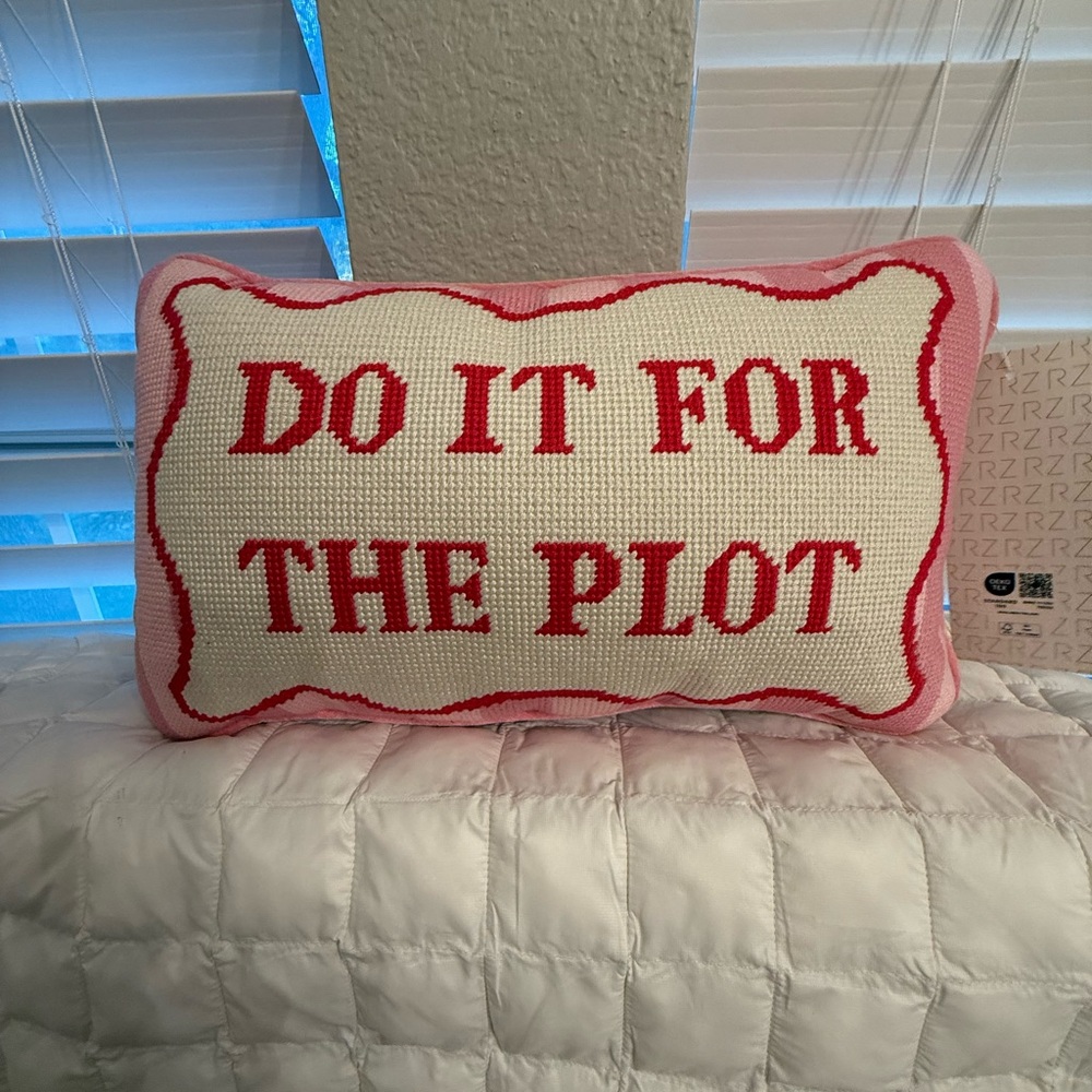 NWT Do It For The Plot Pink Decorative Pillow